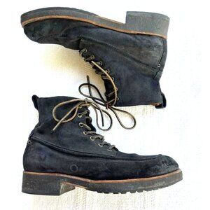 Frye Ranier Waxed Suede Moc Toe Boots in Black Size 9.5